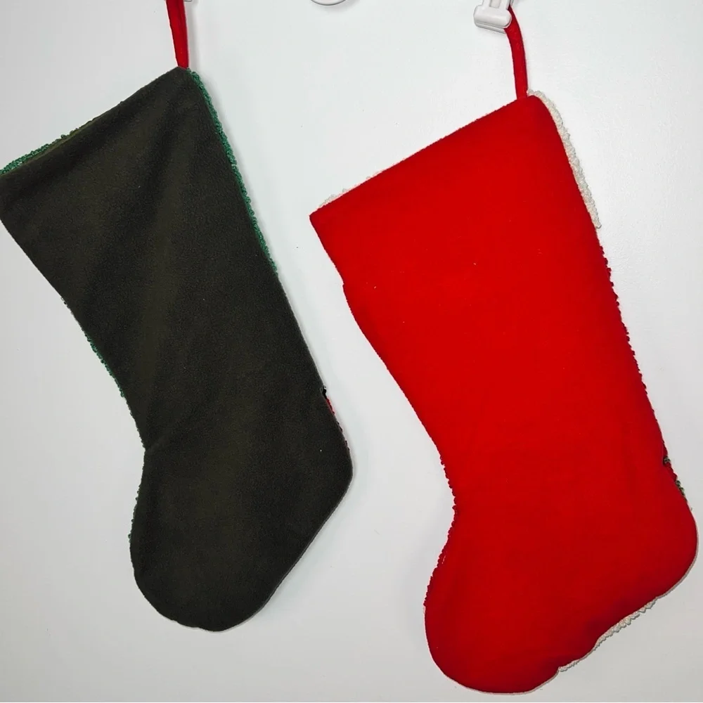 Dog Christmas Stockings - Hooked Wool Look - Black Lab Design -Set of 2